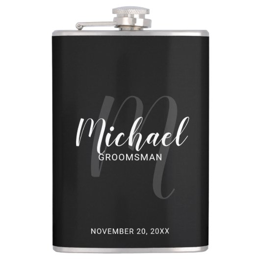 Modern Script Gepersonaliseerde Groomsmen Flask Heupfles (Voorkant)