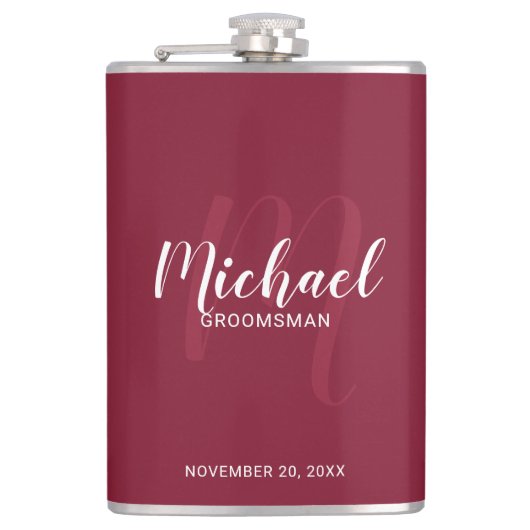 Modern Script Gepersonaliseerde Groomsmen Flask Heupfles (Voorkant)