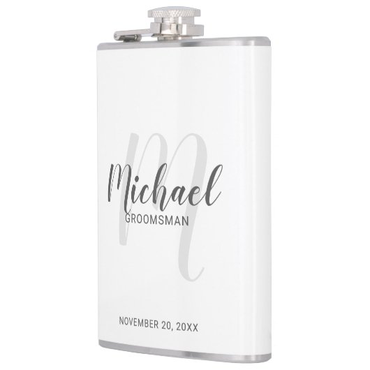Modern Script Gepersonaliseerde Groomsmen Flask Heupfles (Links)