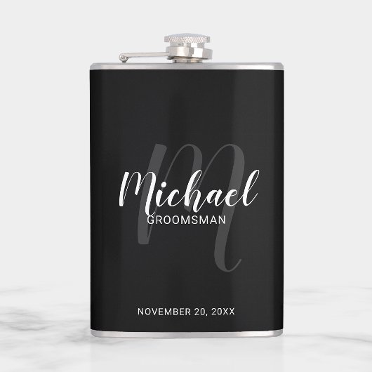Modern Script Gepersonaliseerde Groomsmen Flask Heupfles
