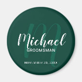Modern Script Gepersonaliseerde Groomsmen Monogram Magneet (Voorkant)