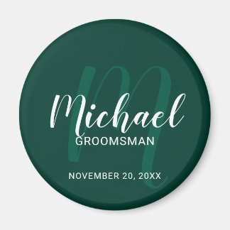 Modern Script Gepersonaliseerde Groomsmen Monogram Magneet