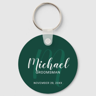 Modern Script Gepersonaliseerde Groomsmen Monogram Sleutelhanger