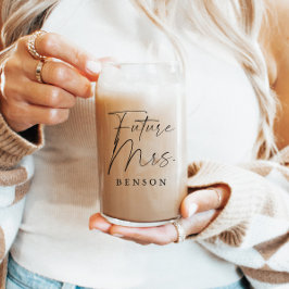 Modern script gepersonaliseerde toekomst mevrouw blikvorm glas