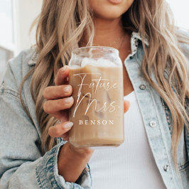 Modern script gepersonaliseerde toekomst mevrouw blikvorm glas