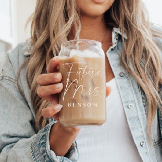 Modern script gepersonaliseerde toekomst mevrouw blikvorm glas