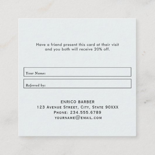 modern script gepersonaliseerde verwijzing vierkante visitekaartje (Achterkant)