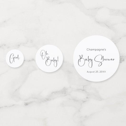 Modern Script Girl Baby shower Confetti (Voorkanten)