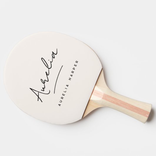 Modern Script Girly Monogram Eenvoudige Vrouwelijk Tafeltennisbatje (Zijkant)