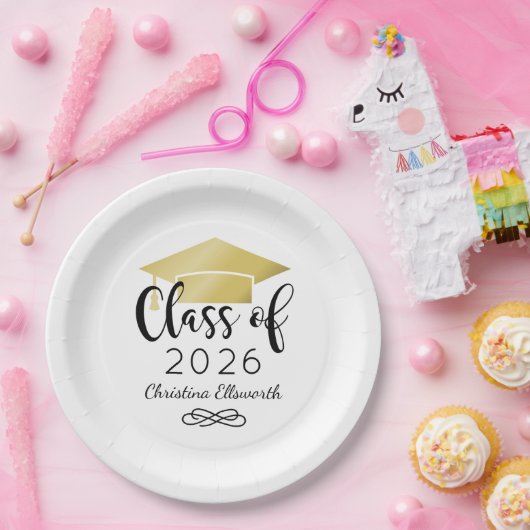 Modern Script Gold 2025 Custom Afstuderen Papieren Bordje (Feest)