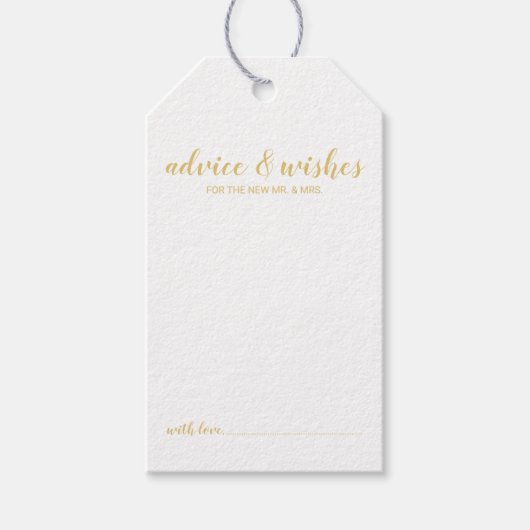 Modern Script Gold bruiloft advies & wensen Cadeaulabel (Voorkant)