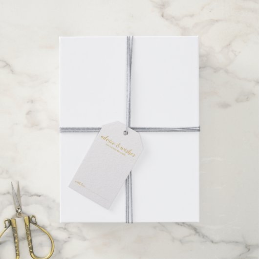 Modern Script Gold bruiloft advies & wensen Cadeaulabel (Met Touw)