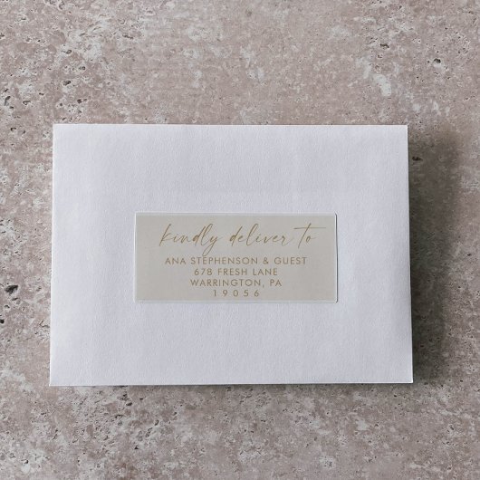 Modern script | Gold Cream Guest-Adresetiketten Sticker