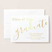 Modern Script Gold Foil Foto Afstuderen Folie Kaarten (Voorkant met envelop)