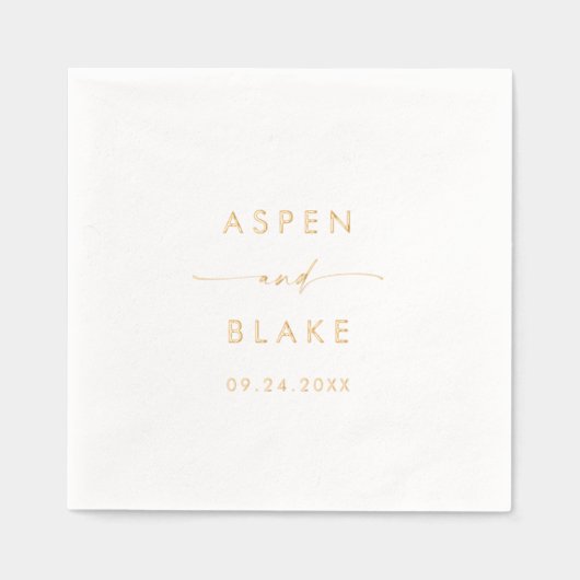 Modern Script Gold Foil Wedding Folie Servetten (Voorkant)