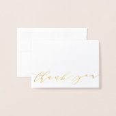 Modern Script Gold Folie Trouwfoto Dank u Folie Kaarten (Voorkant met envelop)