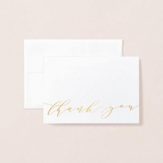 Modern Script Gold Folie Trouwfoto Dank u Folie Kaarten (Voorkant met envelop)