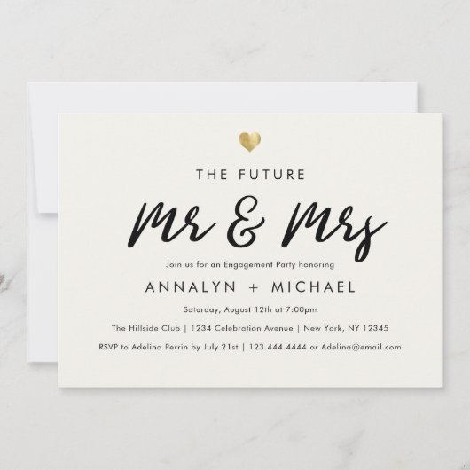 Modern Script Gold Future Mr en Mrs Verloving Kaart (Voorkant)