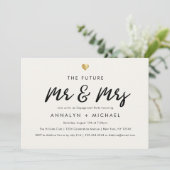 Modern Script Gold Future Mr en Mrs Verloving Kaart (Staand voorkant)