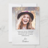 Modern Script Gold Glitter 2 Photo Afstuderen dan Bedankkaart (Achterkant)