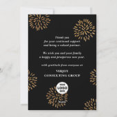 Modern Script Gold Glitter Fireworks Corporate Feestdagenkaart (Achterkant)