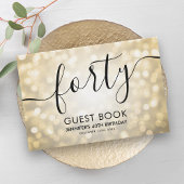Modern Script Gold Glitter Lights 40e Verjaardag Gastenboek
