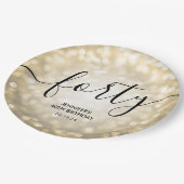 Modern Script Gold Glitter Lights 40e Verjaardag Papieren Bordje (Gekanteld)