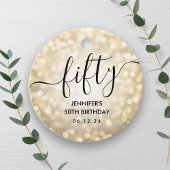 Modern Script Gold Glitter Lights 50ste verjaardag Bedankjes Labels