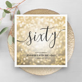 Modern Script Gold Glitter Lights 60ste verjaardag Servet