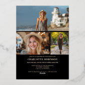 Modern Script gold graduate photo graduation Folie Uitnodiging (Achterkant)