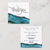 Modern Script Gold Heart Bedankt voor uw bestellin Vierkante Visitekaartje (Voorkant / Achterkant)