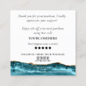 Modern Script Gold Heart Bedankt voor uw bestellin Vierkante Visitekaartje (Achterkant)