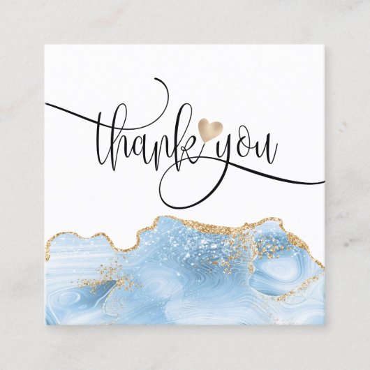 Modern Script Gold Heart Bedankt voor uw bestellin Vierkante Visitekaartje (Voorkant)