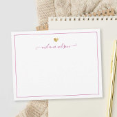Modern Script Gold Heart op maat gemaakt roze meis Notitiekaartje