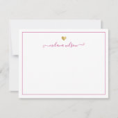 Modern Script Gold Heart op maat gemaakt roze meis Notitiekaartje (Voorkant)