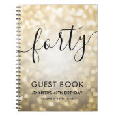 Modern Script Gold Lights 40th Birthday GASTENBOEK Notitieboek (Voorkant)
