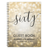 Modern Script Gold Lights 60th Birthday GASTENBOEK Notitieboek (Voorkant)