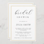 Modern Script Gold Lijst Bridal Shower Invitation Kaart (Voorkant / Achterkant)