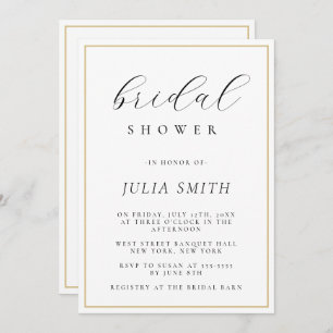 Modern Script Gold Lijst Bridal Shower Invitation Kaart