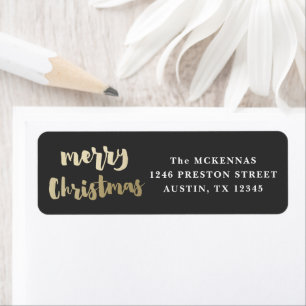 Modern Script Gold Merry-kerstterugzendadres Etiket