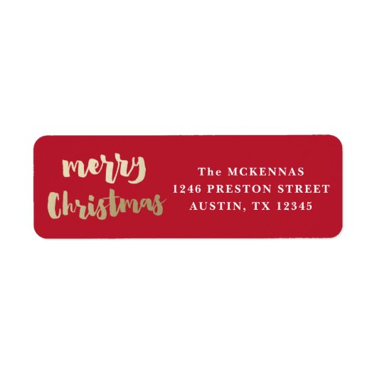 Modern Script Gold Merry-kerstterugzendadres Etiket (Voorkant)