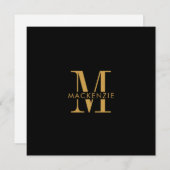 Modern Script Gold Monogram Initialen Minimal Notitiekaartje (Voorkant / Achterkant)
