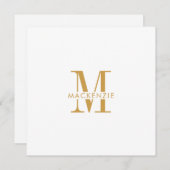 Modern Script Gold Monogram Initialen Minimal Notitiekaartje (Voorkant / Achterkant)