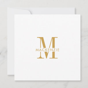 Modern Script Gold Monogram Initialen Minimal Notitiekaartje