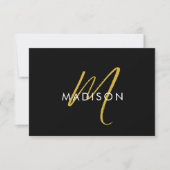 Modern Script Gold Monogram Initialen Minimal Notitiekaartje (Voorkant)