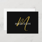 Modern Script Gold Monogram Initialen Minimal Notitiekaartje (Voorkant / Achterkant)