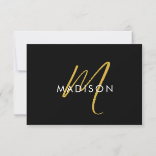Modern Script Gold Monogram Initialen Minimal Notitiekaartje