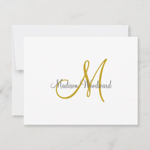 Modern Script Gold Monogram Notitiekaartje