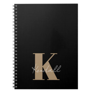 Modern Script Gold Monogram zwart Notitieboek