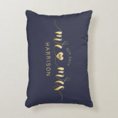 Modern Script Gold Mr en Mrs Passen getrouwd Gift Accent Kussen (Voorkant(Verticaal))